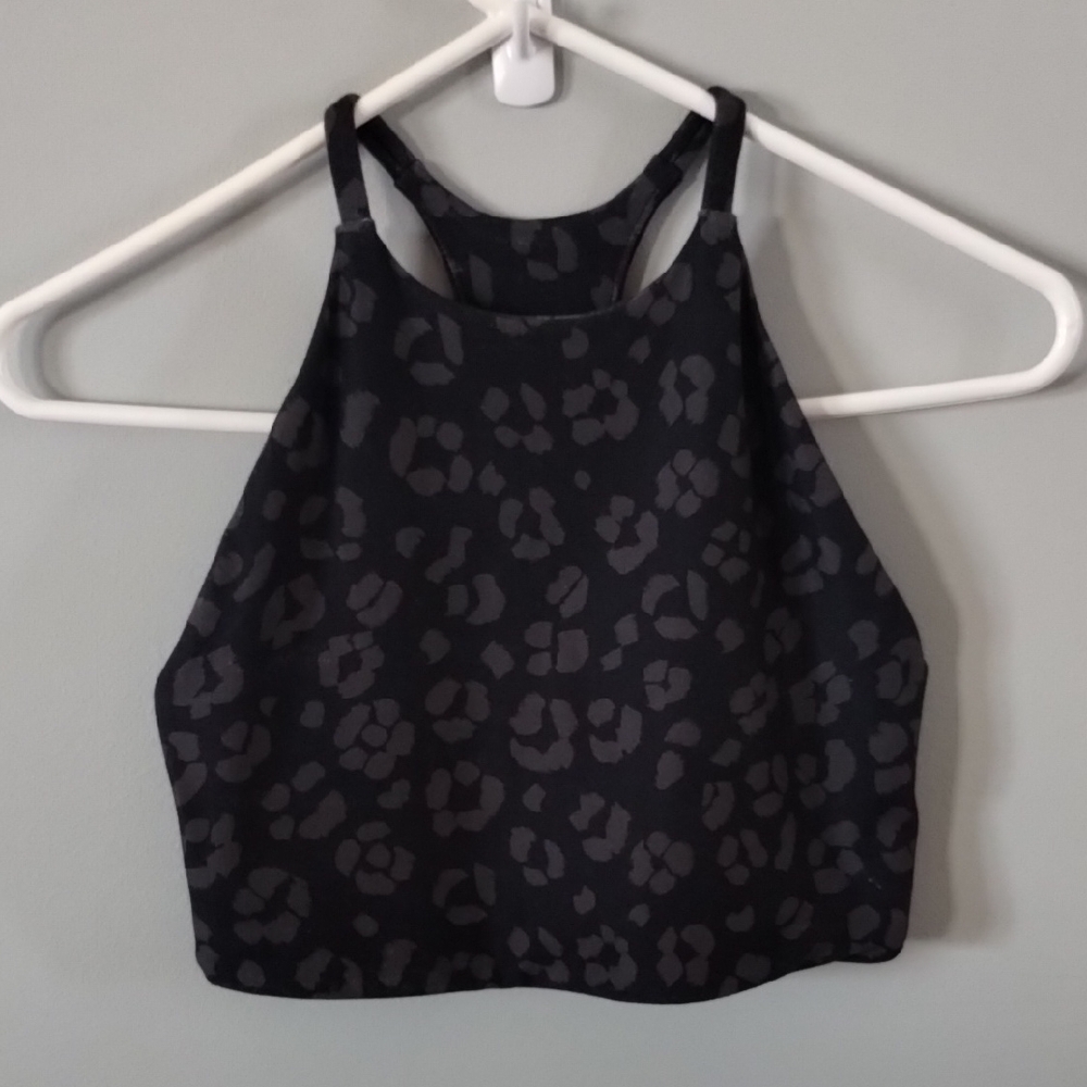 Black Leopard Print Crop Top